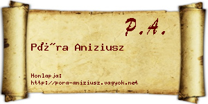 Póra Aniziusz névjegykártya